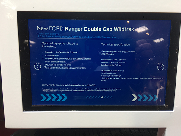 2019 Ford Ranger Wildtrak Info Screen